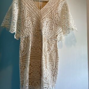 Soieblu Cream Lace Long Sleeve Dress